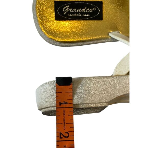 Grandco Gold Pearl Beaded Slide Sandals Womens 8 White Gold Flip Flops Embellish - Picture 5 of 5